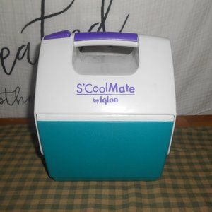 Vintage S'CoolMate by Igloo Mini Cooler Lunch Pal Teal White Purple Great Cond!